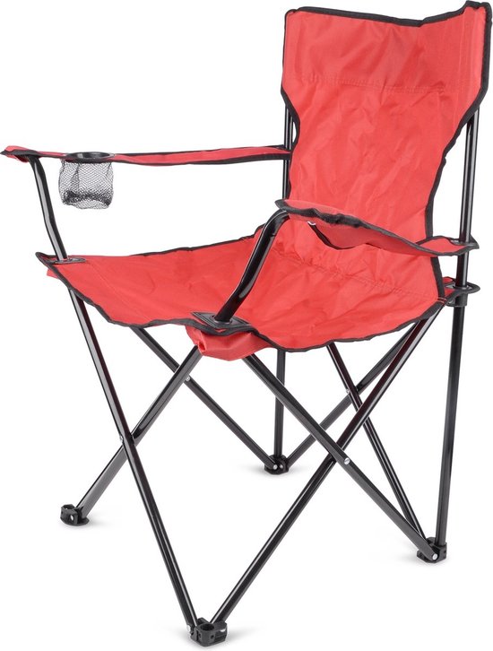 IBBO® - Chaise de camping - Chaise de camping pliable - Chaise pliante - Chaise de plage - Chaise de jardin - Camping - Chaise de pêche - Capacité de charge jusqu'à 100 kg - Rouge