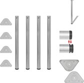 vidaXL Tafelpoten - Geborsteld nikkel - 60 x 870 mm - Verstelbare schroef - Set van 4 - Tafelonderdeel