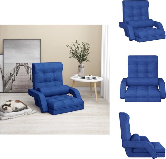 vidaXL Vloerstoel Loungebed - 160x72x24 cm - Inklapbaar - Blauw - Chaise longue