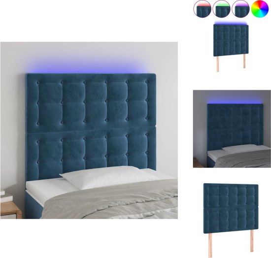 vidaXL Hoofdeinde LED-strip - Donkerblauw - 100 x 5 x 118/128 cm - Schuimvulling - Bedonderdeel