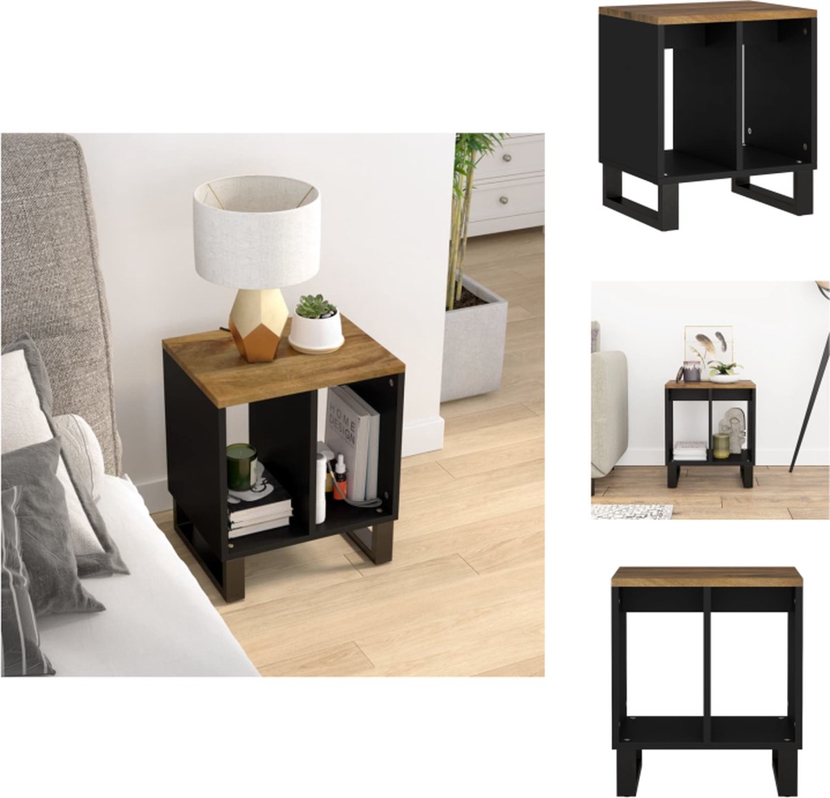 VidaXL Bijzettafel Massief Mangohout 40 x 31 x 46 cm Honingbruine afwerking Kast