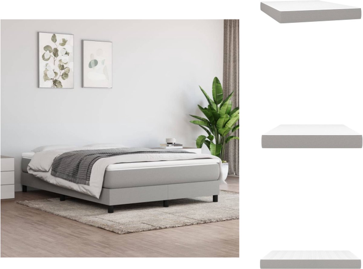 vidaXL Pocketveringmatras - Pocketveringmatrassen - Matras - Pocketvering Matras - Pocketveringmatras 140x190x20 cm stof lichtgrijs