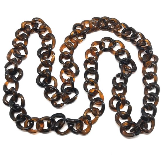 Collier Behave - chaîne longue - marron - chaîne à maillons - maillon gourmet - plastique - 90cm