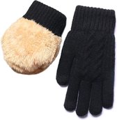 handschoenen winter - dames - Touchscreen - zwart - one-size - gloves for winter - handschoenen verwarmd - gebreide fleece