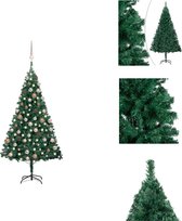 vidaXL Kunstkerstboom - PVC - 180 cm - Met LED-verlichting - Decoratieve kerstboom