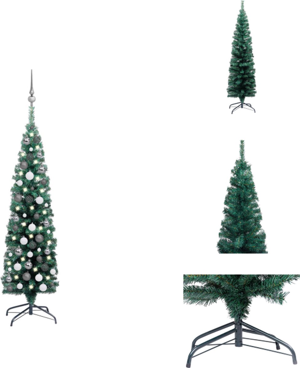 vidaXL Kunstkerstboom - Groen - 120 cm - Met LED-verlichting - Decoratieve kerstboom