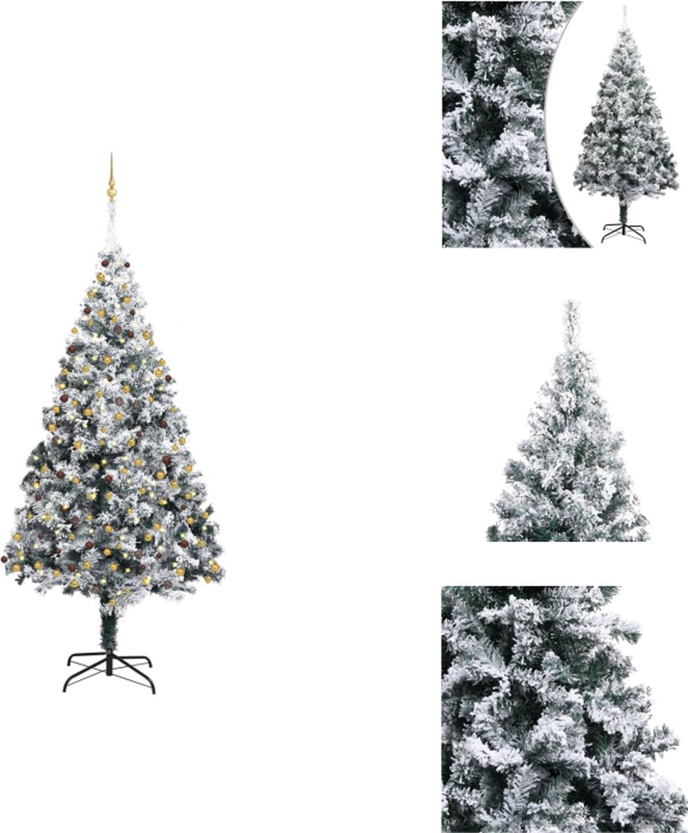vidaXL Kunstkerstboom - 300 cm - Groen - PVC/Staal met LED-verlichting - Decoratieve kerstboom