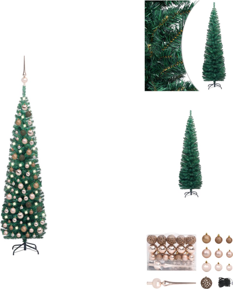 vidaXL Kunstkerstboom - Groen - 180 cm - LED-verlichting - USB-aansluiting - Decoratieve kerstboom