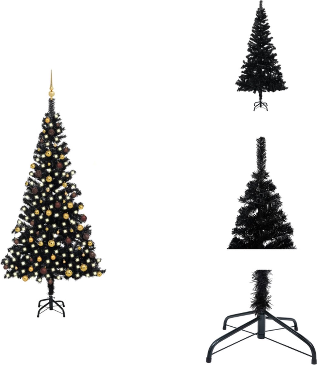 vidaXL Kunstkerstboom - Zwart - 210 cm - PVC - Decoratieve kerstboom