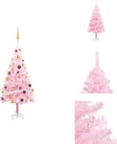 vidaXL Sapin de Noël artificiel - Rose - 120 cm - Éclairage LED- PVC - Sapin de Noël décoratif