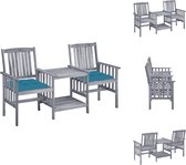 vidaXL Tuinmeubelen - Tweezitstoel met tafeltje - Massief acaciahout - Grijs - 159 x 61 x 92 cm - Tuinset