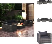 vidaXL Loungeset Moderne Tuinmeubelen - Grijs - PE Rattan - Hoekbank - Middenbank - 1-zitsbank - Salontafel - Inclusief Kussens - vidaXL - Tuinset