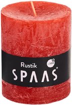 SPAAS - Rustieke geurloze Cilinderkaars hoogte 8cm, ± 30 uur - rood - Cilinderkaars