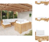 vidaXL Loungeset Teakhout - Outdoor - 69.5 x 69.5 (B x D) - Crèmewit kussen - Tuinset