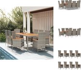 vidaXL Tuinset - Grijs - PE-rattan - Gepoedercoat staal - Verstelbaar - Inclusief kussens - 6 tuinstoelen - 2 verstelbare tuinstoelen - 8 zitkussens - 1 tafel - Tuinstoel