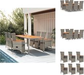 vidaXL Tuinset Grey - 190 x 90 x 75 cm - Verstelbare stoelen - Inclusief kussens - PE-rattan - Tuinstoel