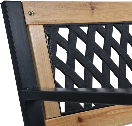 vidaXL Banc de jardin - Bois Massief et acier - 120 x 53 x 77 cm - Motif à carreaux - Banc de jardin