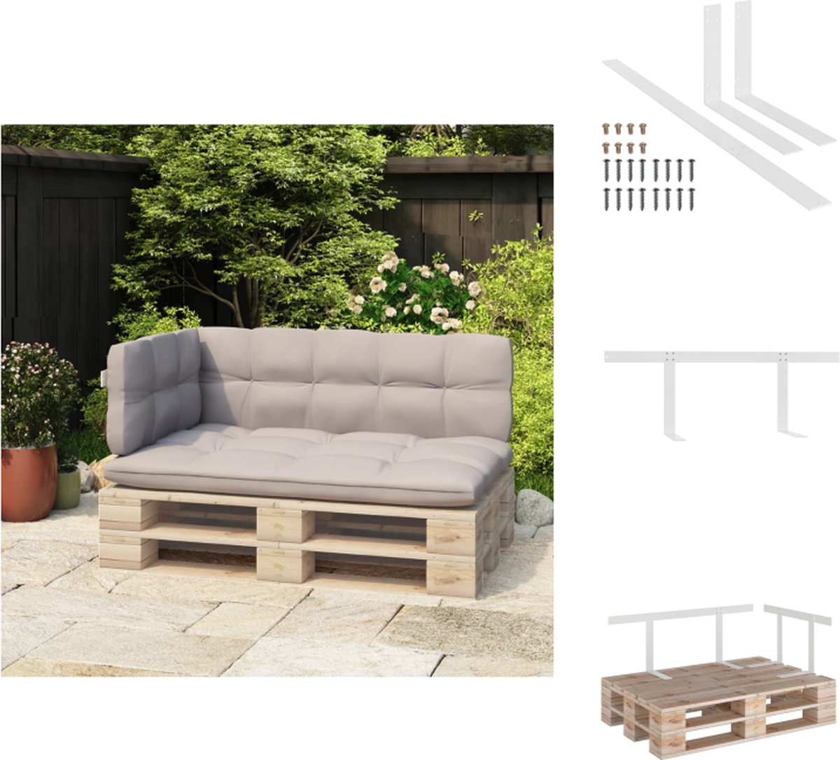 vidaXL Rugleuning Voor Pallet Bank - Rugleuningen Voor Pallet Banken - Rugleuning Voor Pallet Meubel - Rugleuningen Voor Pallet Meubels - Rugleuning voor palletbank 110 cm ijzer wit