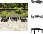 vidaXL Loungeset - Kunststof - Grijs - 130 x 65 x 70 cm - Incl - kussens - Tuinset