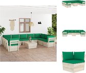 vidaXL Loungeset Pallet 10-delig - 60 x 60 cm - Groen - Tuinset