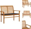 vidaXL Banc de jardin - Bancs de jardin - Banc de jardin - Bancs de jardin - Banc de jardin avec kussen anthracite 112 cm Bois de teck massif