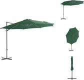 vidaXL Hangende Parasol - Green - 300 x 255 cm - UV-beschermend polyester - Kantelbaar en 360 graden draaibaar - Inclusief 8 stalen baleinen - Parasol