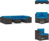 vidaXL Pallet Loungeset - Houten - Modulair - 69 x 70 x 66 cm - Lichtblauw kussen - Tuinset