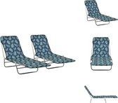 vidaXL Chaise longue pliable - Acier/tissu Oxford - 55x182x24 cm - Motif feuilles - Chaise longue