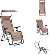 vidaXL Chaise longue de jardin - Acier - Textilène - Taupe - 61 x 88 x 107,5 cm - Chaise longue