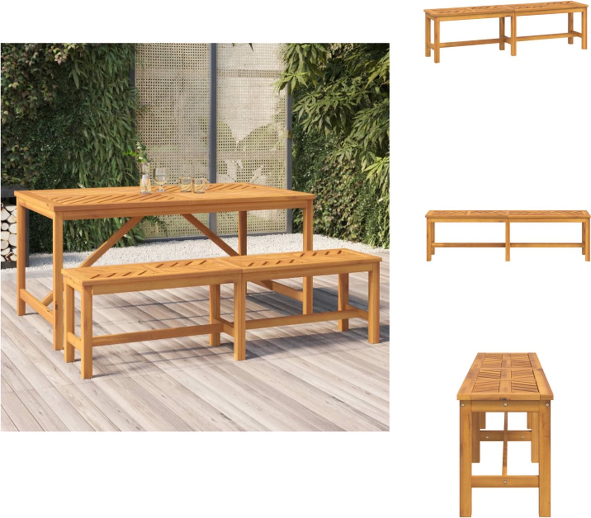 vidaXL Tuinbank - Tuinbanken - Tuinbankje - Parkbankje - Tuinbank 150 cm massief acaciahout
