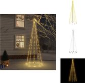 vidaXL LED-kerstboom 300 cm - 310 warmwitte rechte LEDs - 8 lichteffecten - compact ontwerp - grondpin - warmwit - 100 x 300 cm - USB - Decoratieve kerstboom