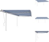 vidaXL Luifel Buiten - 400 x 350 cm - Roestbestendig aluminium frame - Polyester stof met PU-coating - Verstelbare hoek en hoogte - Blauw en wit - Montage vereist - Vensterzonwering