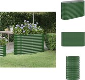 vidaXL Ovale Plantenbak 114x40x68 cm - Groen Gepoedercoat Staal - Bloempot