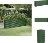 vidaXL Ovale plantenbak - gepoedercoat staal - 224 x 40 x 68 cm - groen - Bloempot