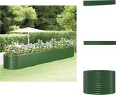 vidaXL Ovale plantenbak - Gepoedercoat staal - 554 x 100 x 68 cm - Groen - Bloempot