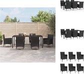 vidaXL Tuinset Cool - Poly Rattan - Zwart - 190x90x75 cm - Inclusief 6 stoelen - Tuinset
