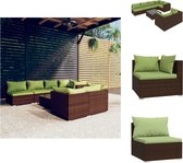 vidaXL Loungeset Poly Rattan - Bruin - Set met tafel - 4 hoekbanken - 3 middenbanken - Modulair design - Waterbestendig - Comfortabele kussens - Tuinset