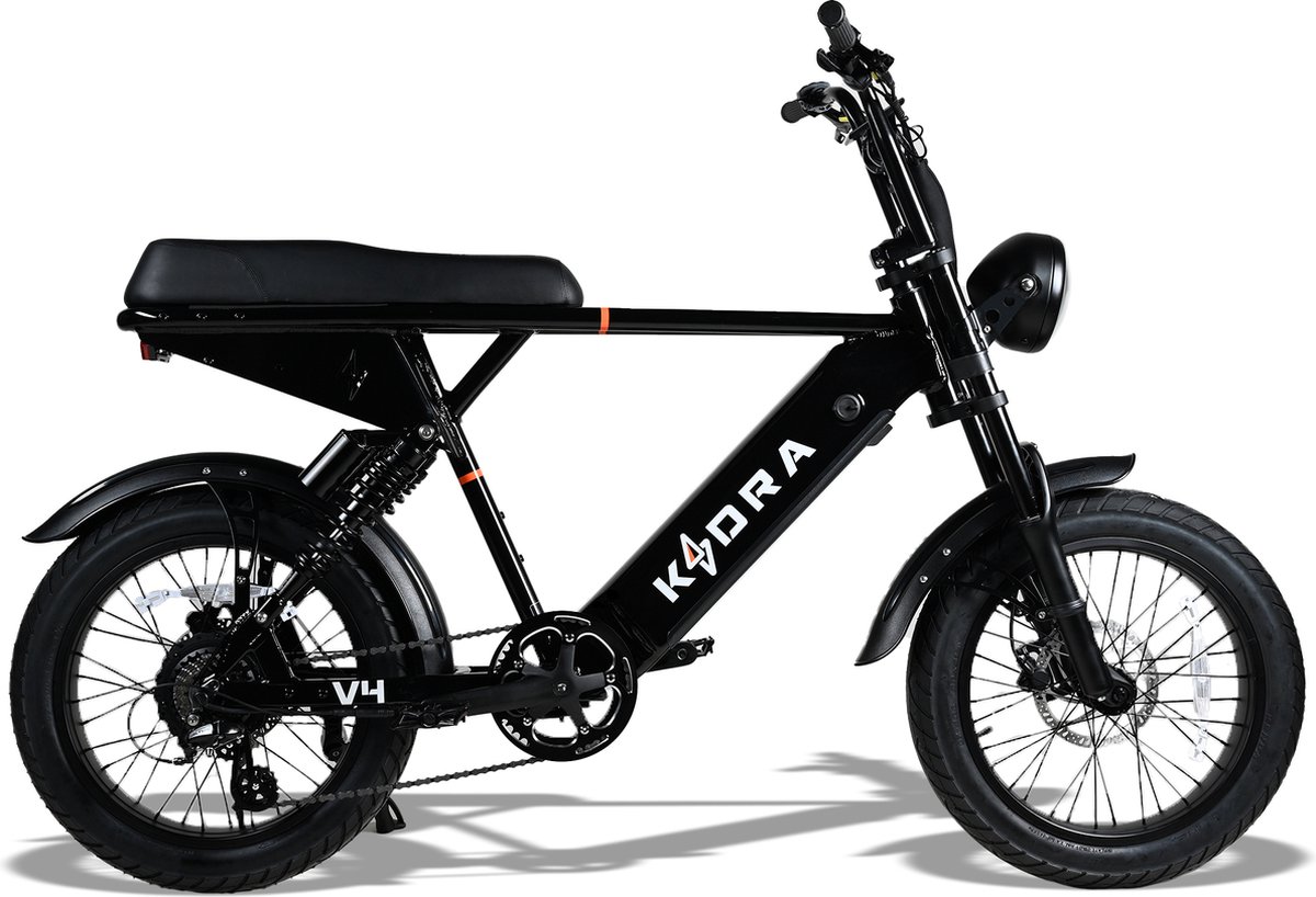 Kadrabikes V4 Midnight Black - Elektrische Fatbikes - Elektrische Fiets - 250 Watt - Ebike - Dubbel Geveerd