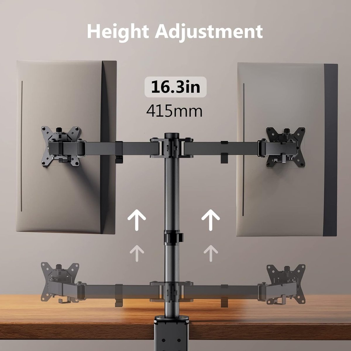 ErGear Dubbele pc-monitor houder voor 13 - 32 inch scherm met solide constructie, vloeistofbeweging, schermhouder, kantelbaar ± 45 graden, kantelen 180 graden, 360 graden draaibaar, maximaal gewicht
