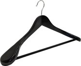 20x Zwarte houten kledinghanger met brede schouders en broeklat