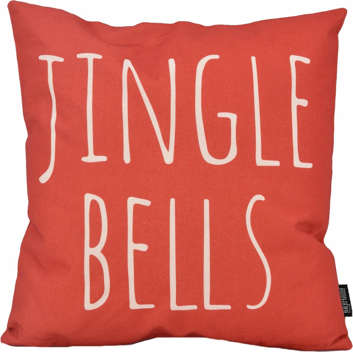 Gek op Kussens! Red 'Kerst' Jingle Bells Kussenhoes | Katoen / Linnen | 45 x 45 cm Rood; beige