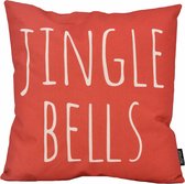 Red 'Kerst' Jingle Bells Kussenhoes | Katoen / Linnen | 45 x 45 cm