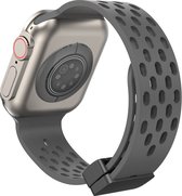 Siliconen bandje - geschikt voor Apple Watch Series 1/2/3/4/5/6/7/8/9/SE/SE 2 met case size 38 mm / 40 mm / 41 mm - Grijs