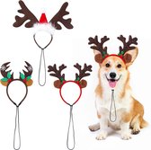 3-delige kersthoofdband, hond Kerstmis eland rendier gewei hoofdbanden set, hond Xmas haarband, huisdier kersthaar accessoire feesthoed, Kerstmis huisdiermook, kerstkostuum