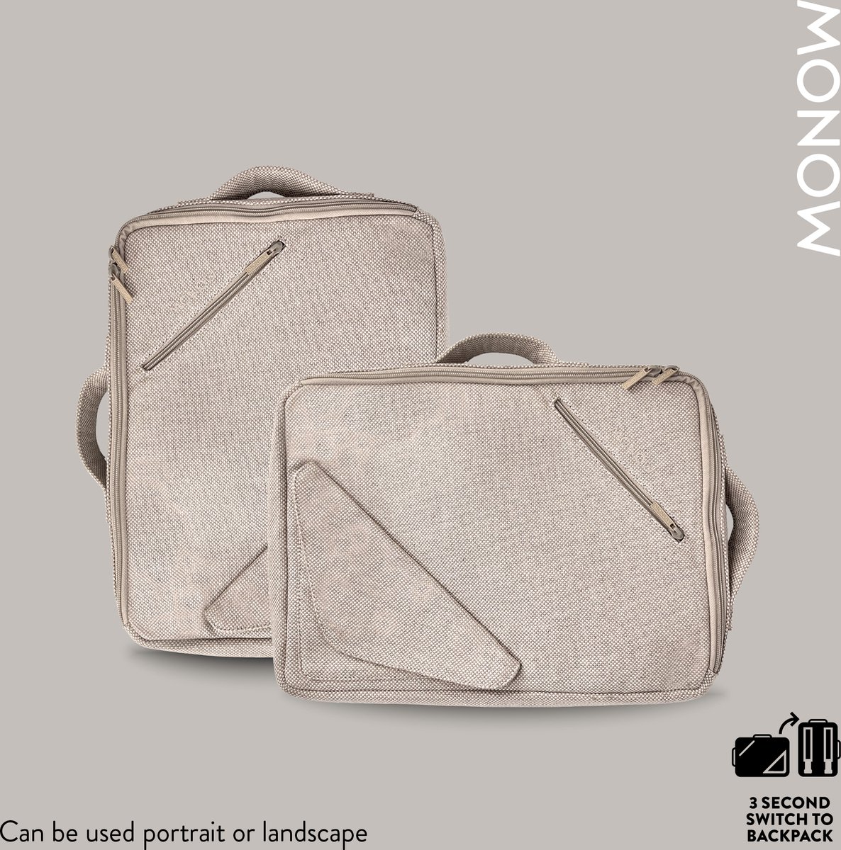 MONOW - Laptop Bag - Backpack - Sandstone - Up to 16inch - Beige - 100% recycled textile