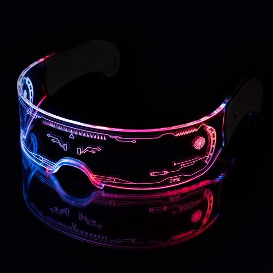 Foto: Partizzle lichtgevende festival rave bril snelle space planga halloween freaky techno party glasses heren dames 7 led kleuren