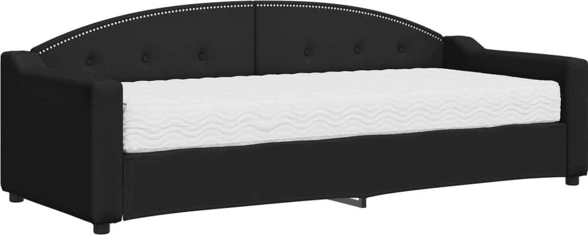 vidaXL Slaapbank - met - matras - 80x200 - cm - stof - zwart