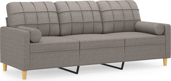 vidaXL places avec coussins décoratifs 180 cm Tissu Taupe - Canapé 3 places - Canapés 3 places - Canapé 3 places - Canapé