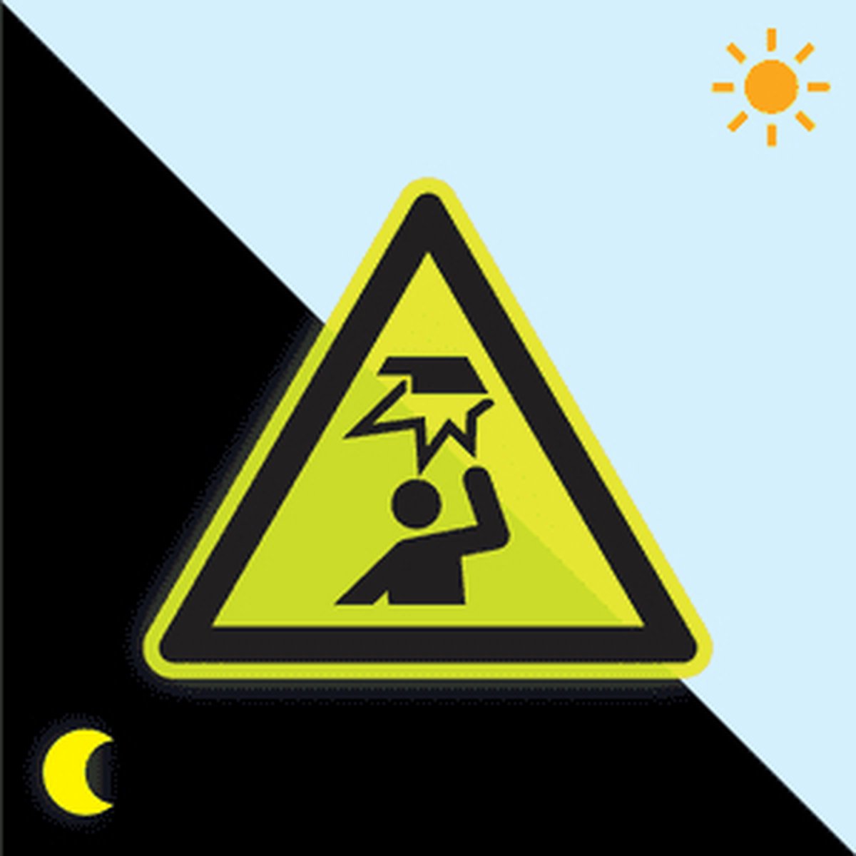 Extra lichtgevende waarschuwingssticker stootgevaar - W020 200 mm