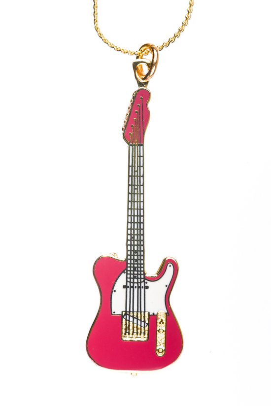 Collier guitare Fender Telecaster, rouge avec pickguard blanc